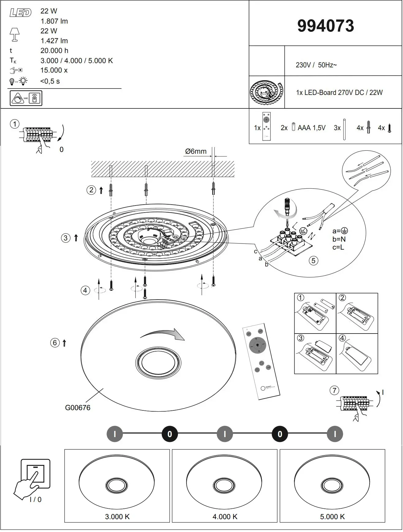 Paul Neuhaus 14227 LED Ceiling Light Instruction Manua