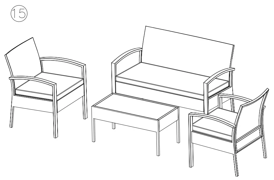 ASHLEY P328 080 Alina Outdoor Loveseat Chairs Table Set - fig 14