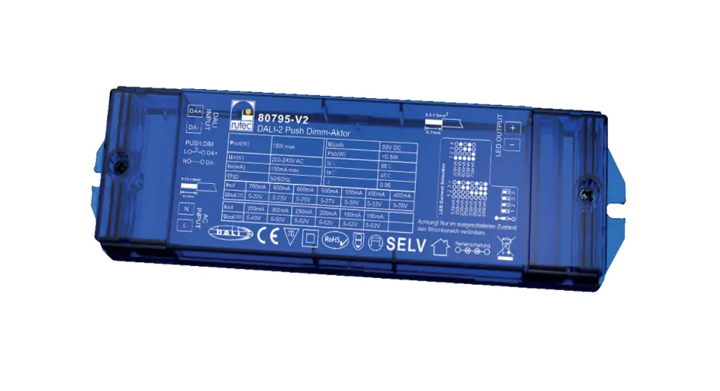 Rutec 80795-v2 Dali-2 Push Dimm-actor Instruction Manual