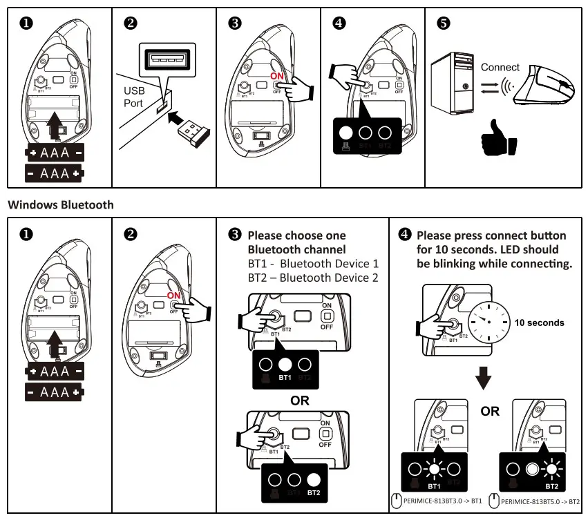 perixx PERIMICE-813 Wireless Ergonomic Vertical Mouse - fig 2