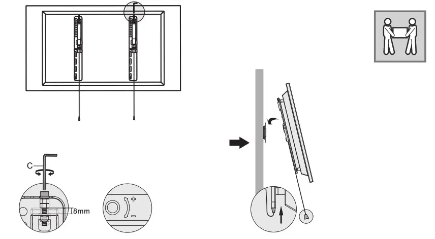 HAGOR 8403 BL Superslim 600 - Mounting the TV and height adjustment