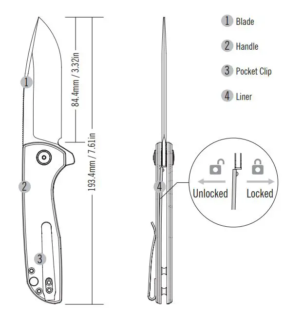OKNIFE Freeze 2 Liner Lock Knife User Manual - PRODUCT OVERVIEW