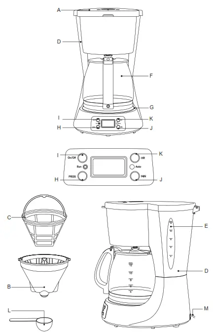 taurus 920629000 Vintage Digital Cream Drip Coffee Maker - 1