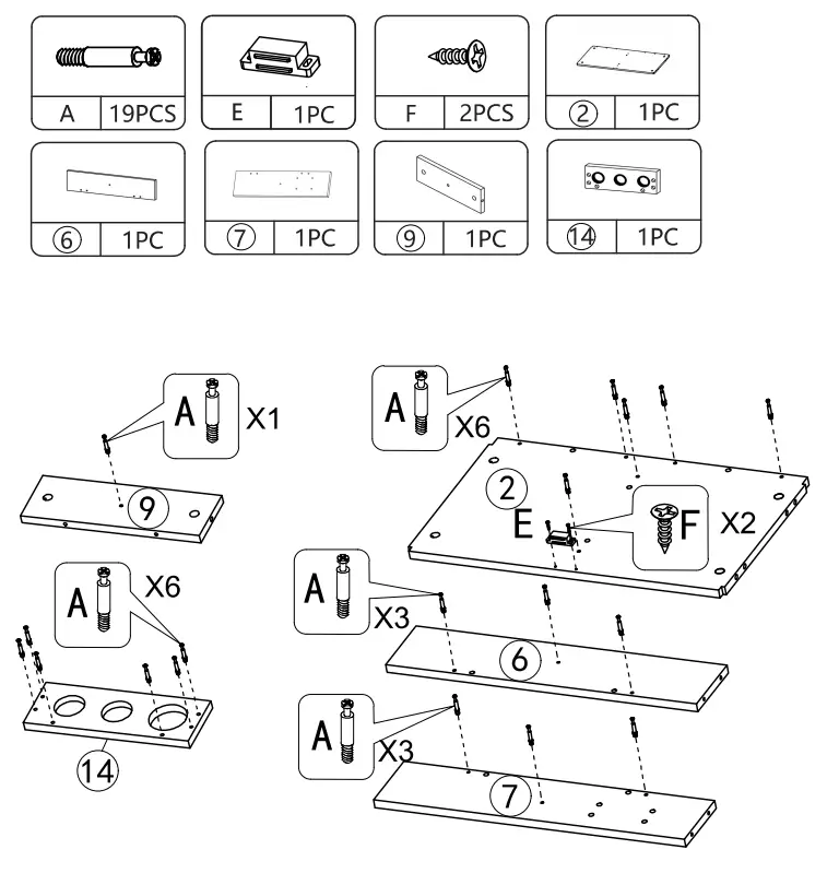 JAXPETY MR11Y0252 Wood Salon Trolley Cart - Hardwere 1