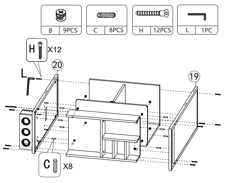 JAXPETY MR11Y0252 Wood Salon Trolley Cart - Hardwere 12