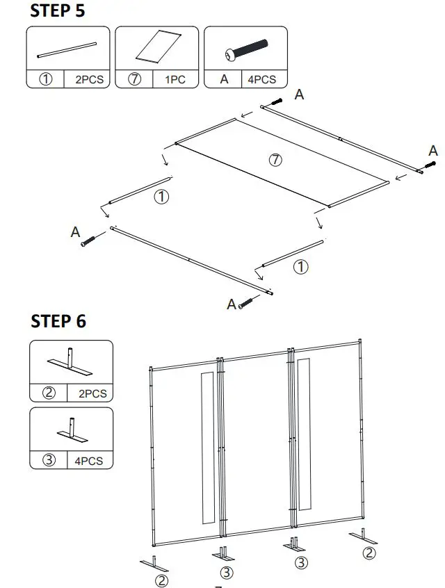 JAXSUNNY HG61K1199 Brown 3 Panel Room Divider Folding Privacy Screen User Manual - Check the package contents before getting started 5,6