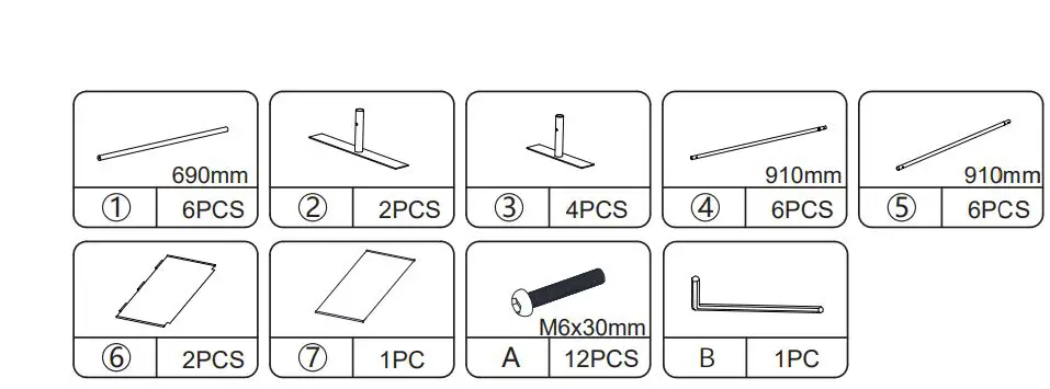 JAXSUNNY HG61K1199 Brown 3 Panel Room Divider Folding Privacy Screen User Manual - Hardware List