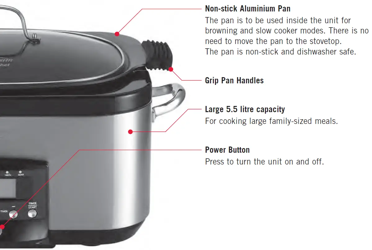 Sunbeam SecretChef Sear and Slow Cooker HP8555 features 1
