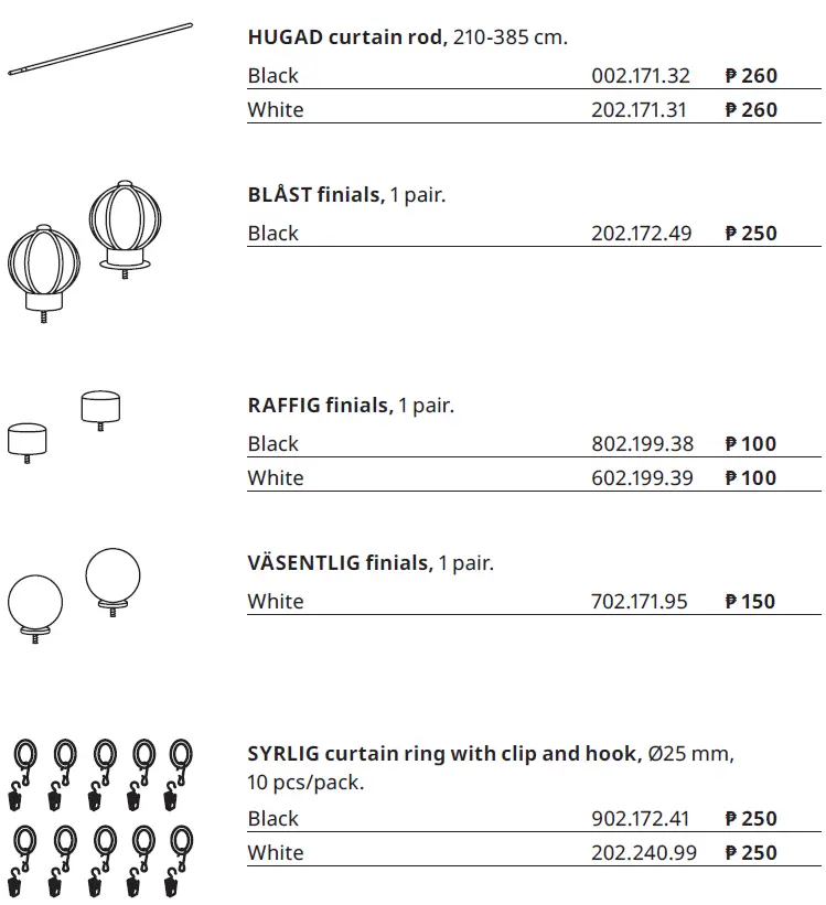 IKEA BETYDLIG Curtain Rod Holder PARTS AND PRICES-1