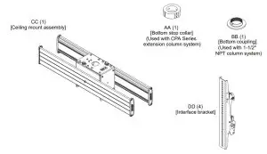 CHEF XCB1U Back-to-Back Large Flat Panel Ceiling Mount - FIG 2