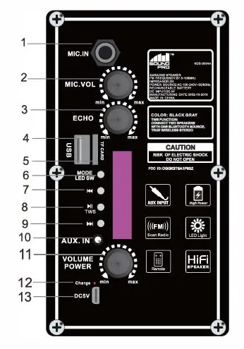 naxa NDS-8004A Portable Party Bluetooth Speaker with LED Lighting Effects fig1