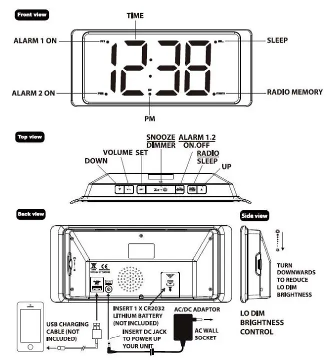 BLAUPUNKT Digital alarm clock radio with USB charging - Overview