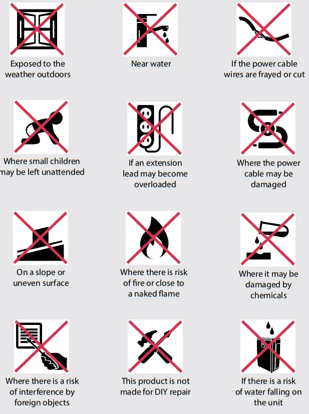 Dimplex DCP11MULTI Multidirectional Portable Air Conditioner - warning