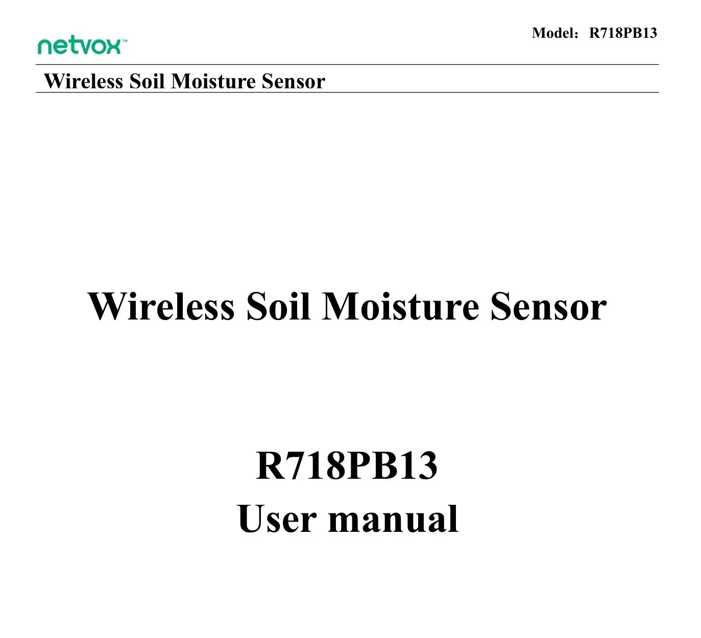 netvox R718PB13 Wireless Soil Moisture Sensor User Manual