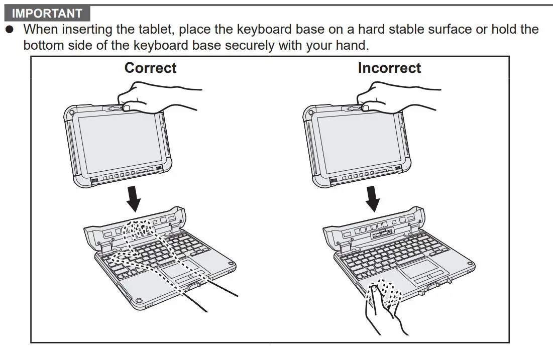 Panasonic FZ-G2 Series Personal Computer Instruction Manual - Attaching the tablet to the keyboard base