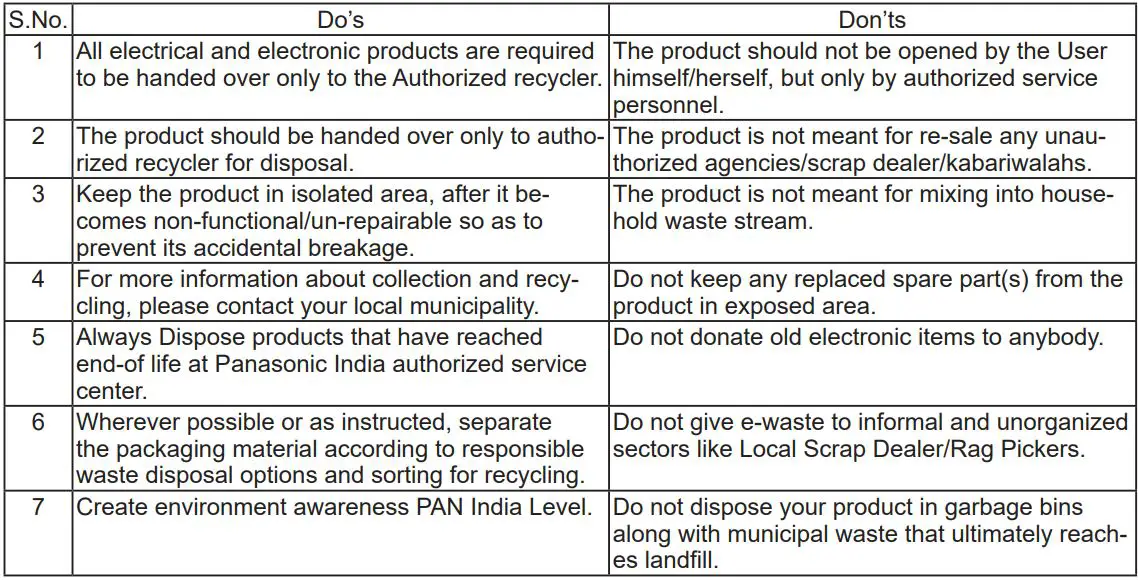 Panasonic FZ-G2 Series Personal Computer Instruction Manual - Do’s & Don’ts