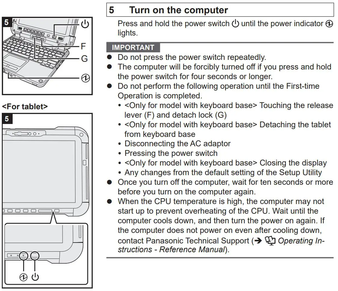 Panasonic FZ-G2 Series Personal Computer Instruction Manual - First-time Operation