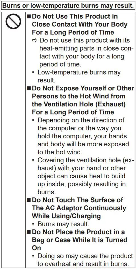 Panasonic FZ-G2 Series Personal Computer Instruction Manual - Safety Precautions