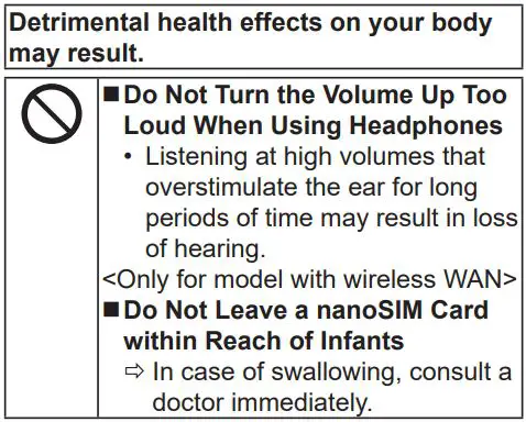 Panasonic FZ-G2 Series Personal Computer Instruction Manual - Safety Precautions