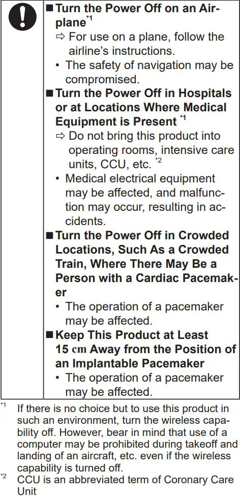 Panasonic FZ-G2 Series Personal Computer Instruction Manual - Safety Precautions