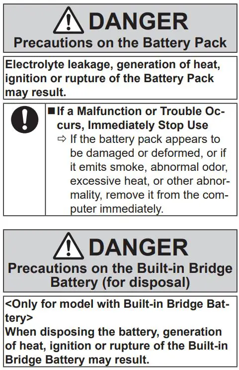 Panasonic FZ-G2 Series Personal Computer Instruction Manual - Safety Precautions