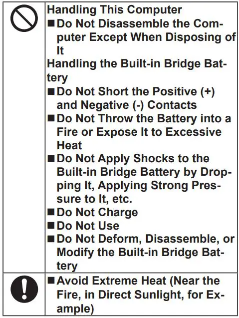 Panasonic FZ-G2 Series Personal Computer Instruction Manual - Safety Precautions