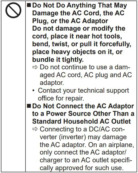 Panasonic FZ-G2 Series Personal Computer Instruction Manual - Safety Precautions
