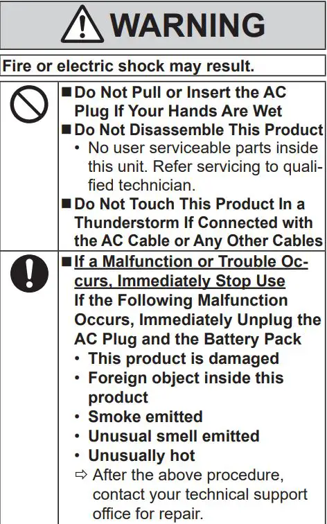 Panasonic FZ-G2 Series Personal Computer Instruction Manual - Safety Precautions