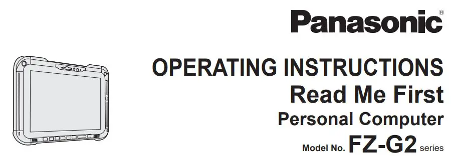 Panasonic FZ-G2 Series Personal Computer Instruction Manual