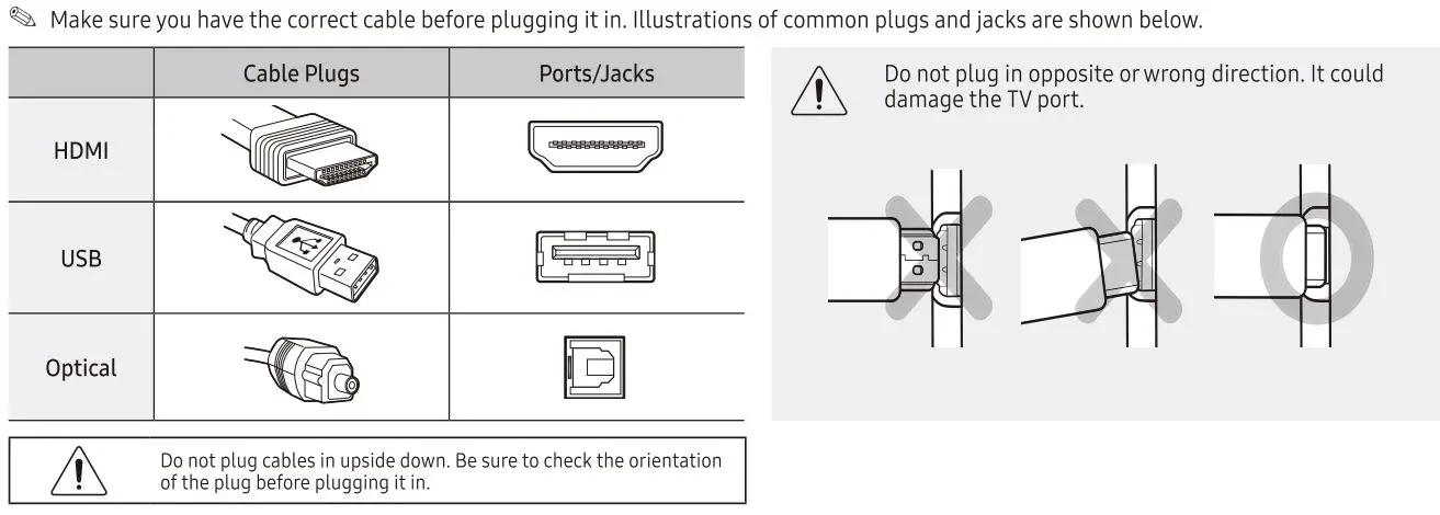 SAMSUNG UN32J4000 4000 LED TV User Manual - Input Cables