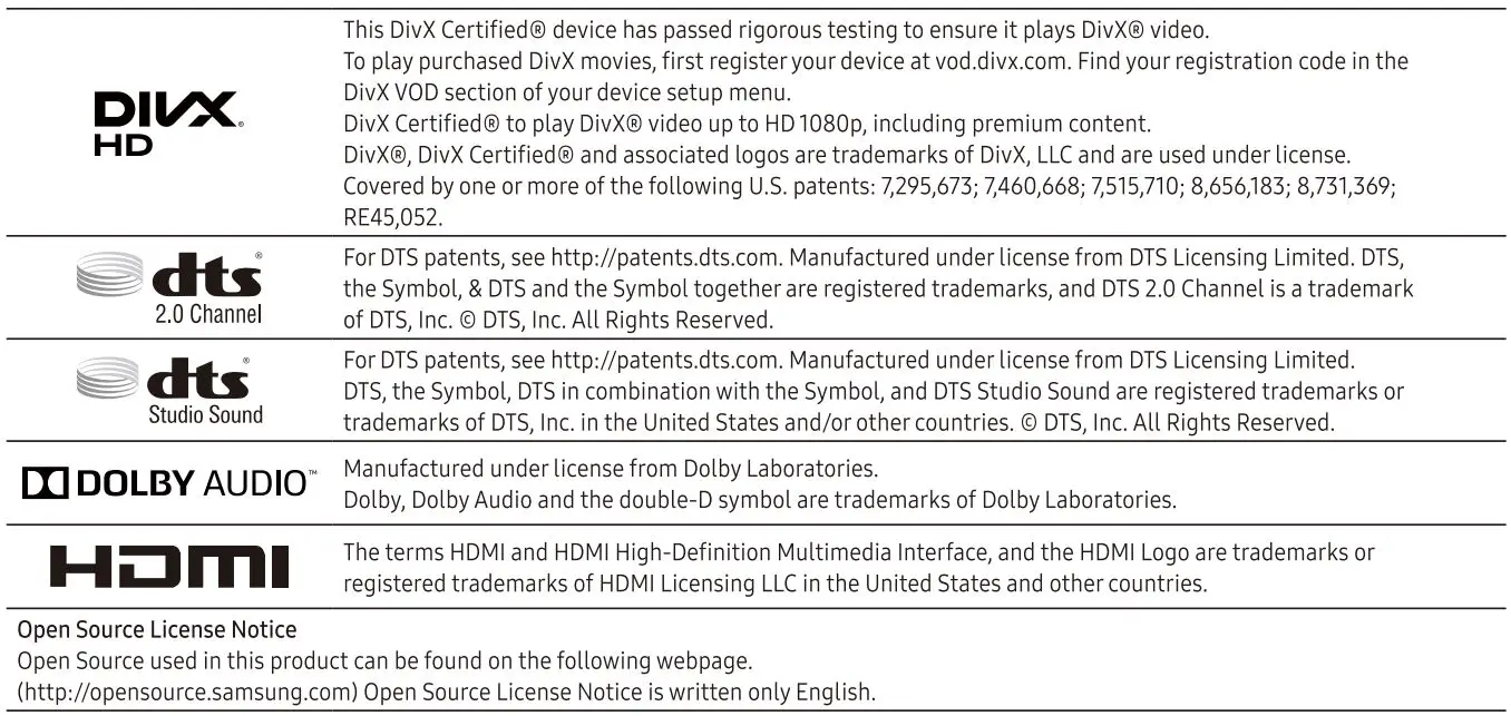 SAMSUNG UN32J4000 4000 LED TV User Manual - License