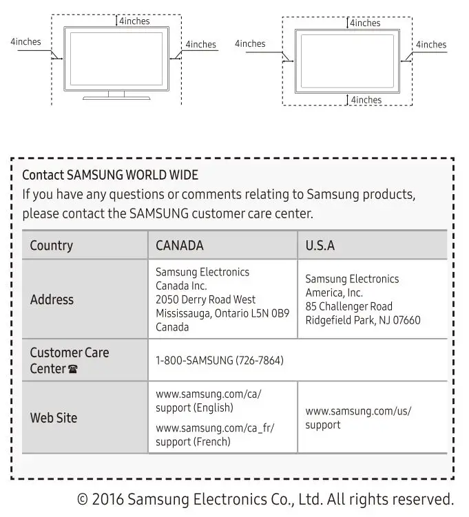 SAMSUNG UN32J4000 4000 LED TV User Manual - Securing the Installation Space
