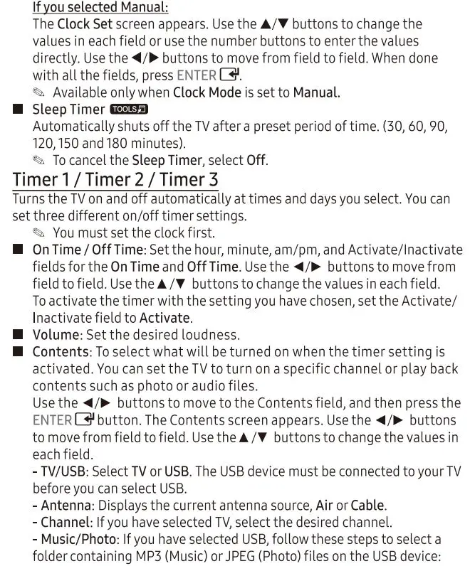 SAMSUNG UN32J4000 4000 LED TV User Manual - Time