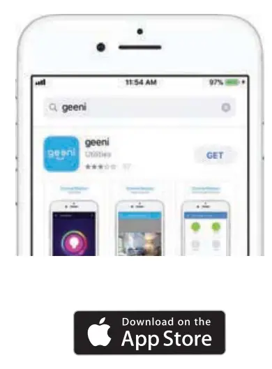 geeni GNC-WW107 Tap Smart WiFi Light Switch User Guide - App Store Logo