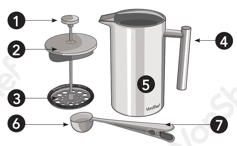 VonHaus 9000105 8 Cup Stainless Steel Cafetiere With Spoon 1