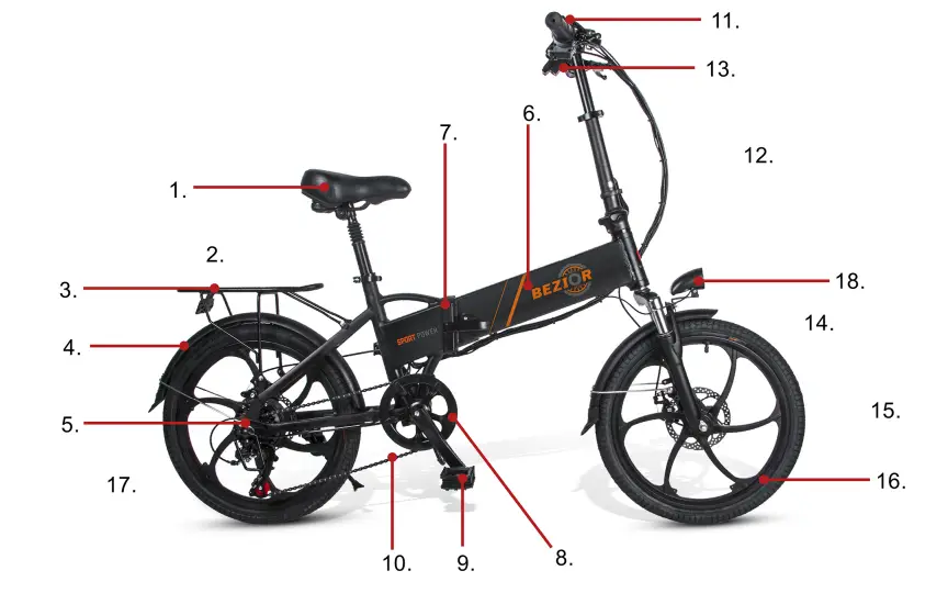 BEZIOR-M20-20-Inch-Wheel Foldable-Electric-Moped-Bicycle-FIG-1