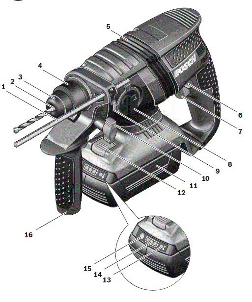 BOSCH GBH 36 V-LI Compact Professional Cordless Hammer Drill fig 11