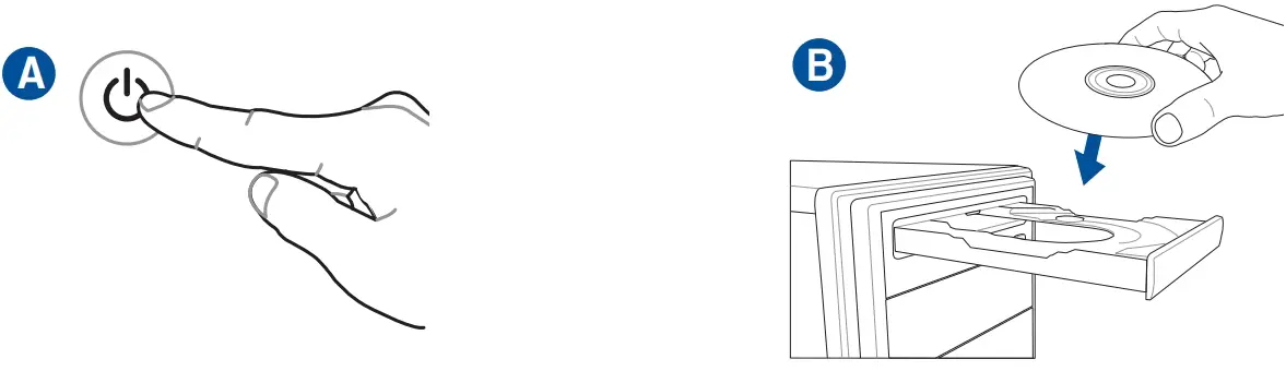 Power on the system and install operating and drivers