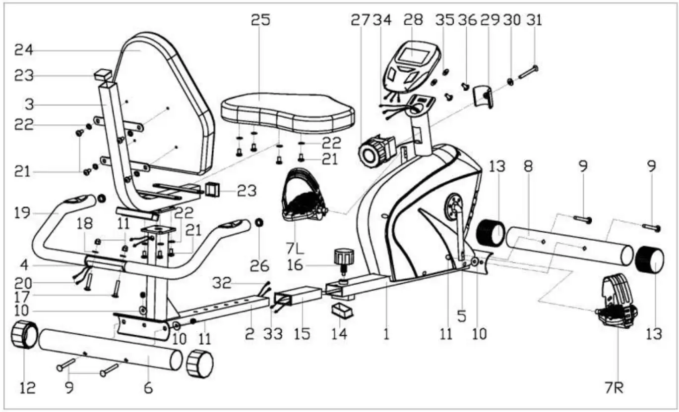 JLL Fitness RE100 Recumbent Exercise Bike - fig1