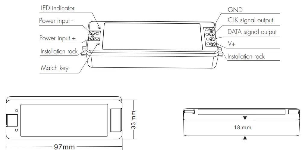 SKYDANCE SC SPI RGB-RGBW LED RF Controller - Mechanical Structures