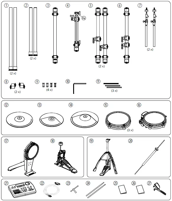 Millenium MPS-750X Electric Drum Mesh Set-1