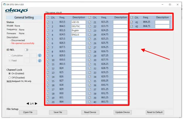 OKayo DST-OTG Digital Stationary Transmitter - programming 13