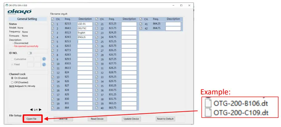 OKayo DST-OTG Digital Stationary Transmitter - programming 14