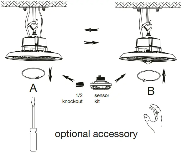 Lepro 350011 NW US 240W Dimmable UFO LED High Bay Light - DC motion sensor