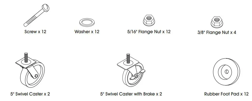 ULINE Tip and Roll Kit For 3-Row Bleachers H-4755 User Guide - Parts