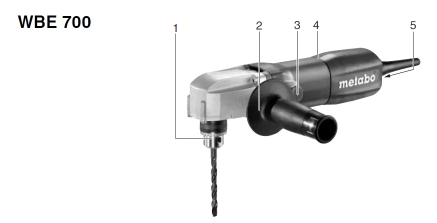 metabo WBE 700 Cordless Angle Drill fig 3