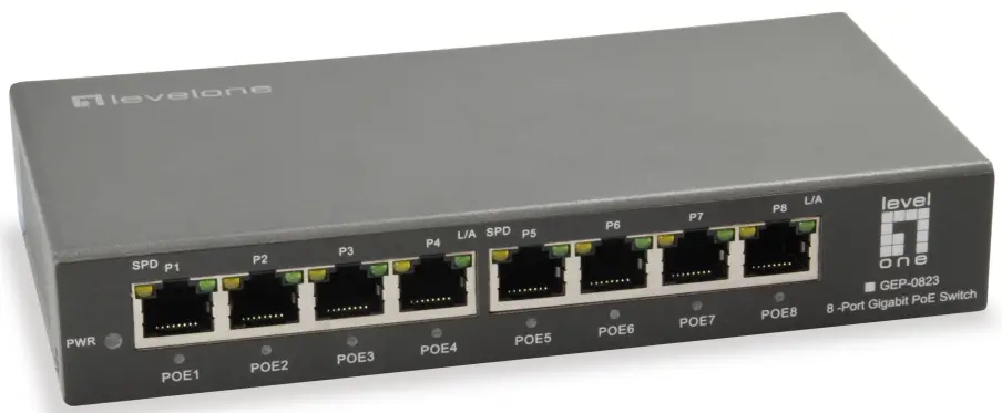 equip GEP-0823, 8-Port Gigabit PoE Switch, 802.3at/af PoE, 120W