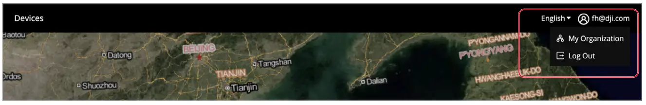 dji FlightHub 2 Cloud Based Aircraft Task Management Platform - account on the upper