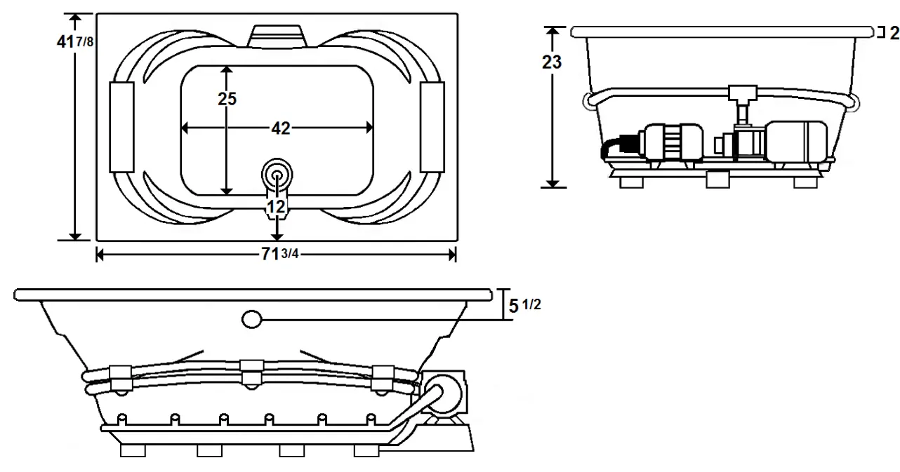 Laurel Mountain SENECA II 72 X 48 Inch Drop In Acrylic Whirlpool - fig 1