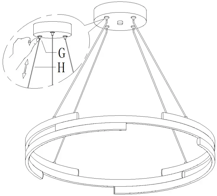 ZEVNI A04646 Elvin 6-Light Gold-Black Modern-Contemporary Chandelier - length of cables